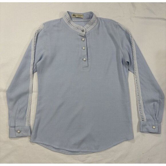 Burberry Women’s Blue Long Sleeve Blouse Size XS - Picture 1 of 6